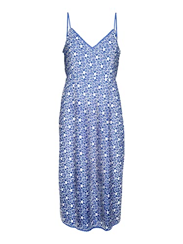 VERO MODA Damen VMSONEY LACE Singlet Calf Dress WVN Kleid, Little Boy Blue/Detail:Snow White Lines, L von VERO MODA