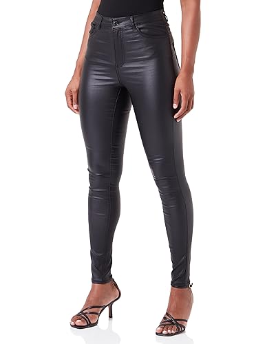 VERO MODA Damen VMSOPHIA HR Skinny Coated Pants NOOS Hose, Black/Detail:Coated, S/32 von VERO MODA