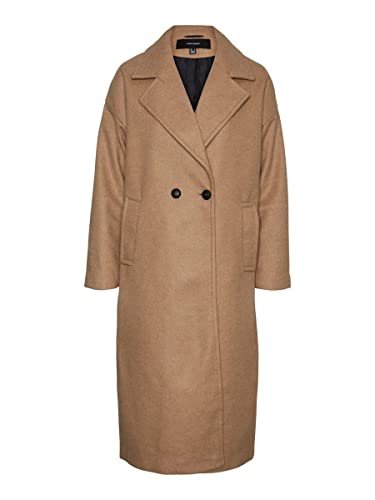 VERO MODA Damen VMSPENCER Long Coat NOOS Mantel, Tigers Eye/Detail:Melange, L von VERO MODA