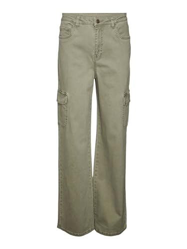 VERO MODA Damen VMTESSA HR Wide Pants Cargo-Jeans, Ivy Green, S / 30L von VERO MODA