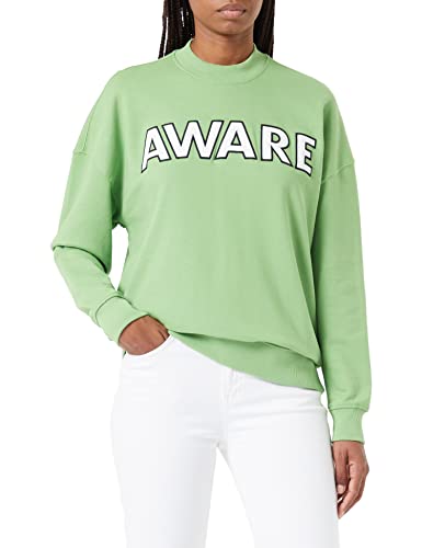 VERO MODA Damen VMTORI LS O-Neck Long VMA Sweatshirt, Foliage/Print:Aware Logo White, L von VERO MODA