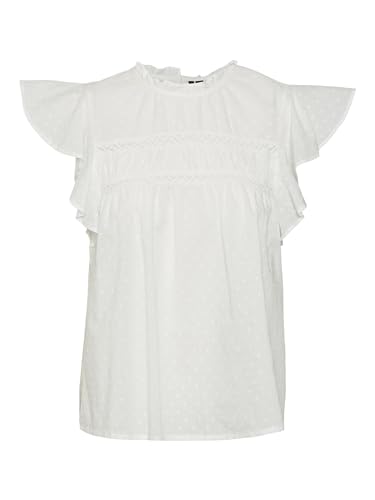 VERO MODA Damen VMTRINE SL LACE WVN GA NOOS Top, Snow White, M von VERO MODA