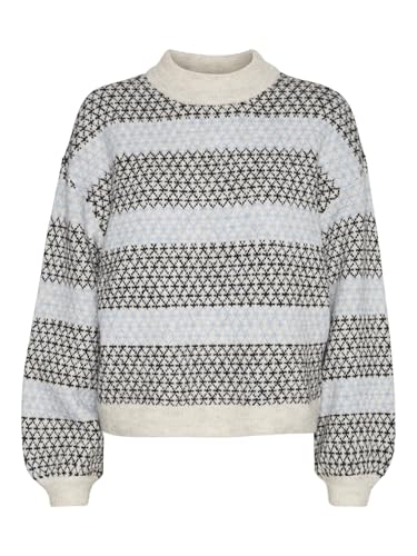 VERO MODA Damen VMTRIXIE LS Highneck Pullover GA Boo Strickpullover, Birch/Detail:W. Black and Allure, 38 von VERO MODA