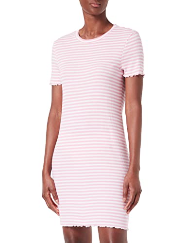 VERO MODA Damen VMVIO SS Stripe Short Dress NOOS Kleid, Prism Pink/Stripes:Snow White, M von VERO MODA