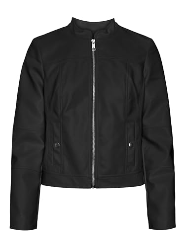 VERO MODA Damen VMWINNER Short Coated Jacket Lederimitatjacke, Black, L von VERO MODA