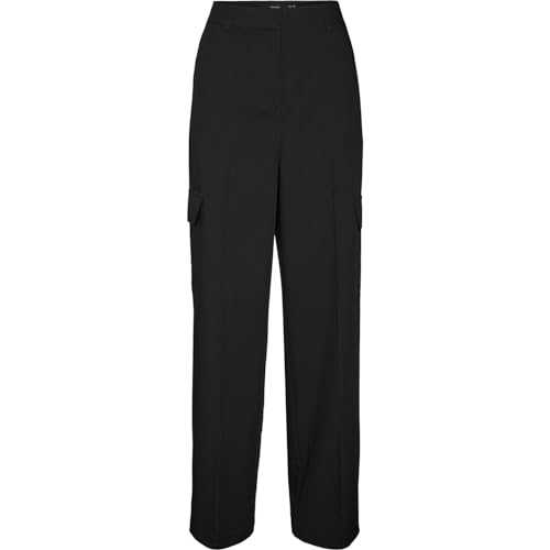 VERO MODA Damen VMZELDA HR Straight Cargo Pant NOOS Cargohose, Black, 34/34 von VERO MODA