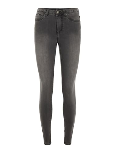 VERO MODA Damen Female Slim Fit Vmtanya Normal Waist Xxs32dark Grey Denim Jeans, Dark Grey Denim, XXS EU von VERO MODA