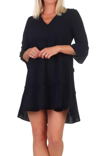 VERO MODA Damen Viskose Mini-Kleid Tunika 3/4 Arm VMEasy Joy 10297359 Black L von VERO MODA
