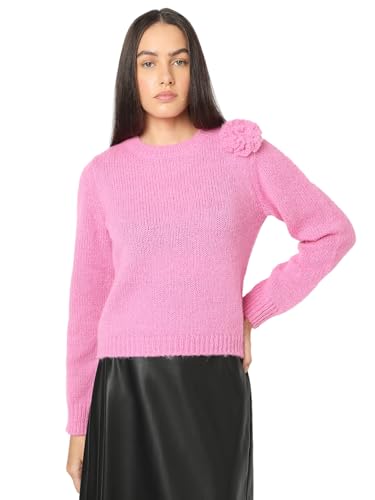 VERO MODA Damen VMADIA LS O-Neck Flower Pullover GA Strickpullover, Fuchsia Pink, XS von VERO MODA