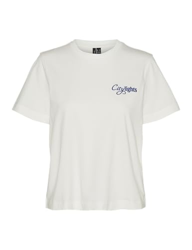 VERO MODA Damen Vmaty Mette Ss Top Box JRS Ga T-Shirt, Snow White/Print:City Lights, XS VERO MODA Damen Vmaty Mette Ss Top Box JRS Ga T-Shirt, Snow White/Print:City Lights, XS von VERO MODA
