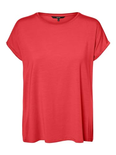 VERO MODA Damen Vmava Plain Ss Top Gajrs Noos T-Shirt, Cayenne, S von VERO MODA