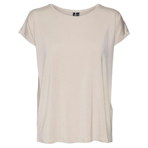 VERO MODA Damen Vmava Plain Ss Top Gajrs Noos T-Shirt, Silver Lining, L von VERO MODA