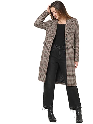 VERO MODA Damen Vmblast Check Long Wool Jacket Ga Mantel, Tan, XS EU von VERO MODA