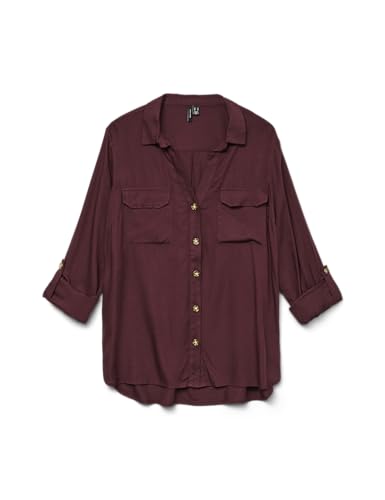 VERO MODA Damen Vmbumpy L/S Shirt New WVN Ga Noos Langarmbluse, Winetasting,L von VERO MODA