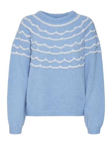 VERO MODA Damen Vmcharmaine Ls O-Neck Pullover Ga Boo Strickpullover, Allure/Detail:W. Birch, Large von VERO MODA