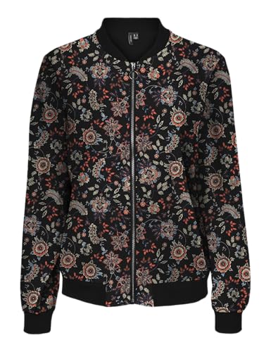 VERO MODA Damen Vmcoco L/S Bomber AOP Ga WVN Noos, Black, x_l von VERO MODA