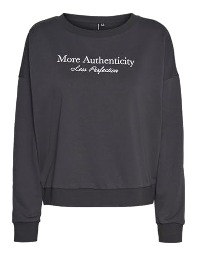 VERO MODA Damen VMCYAN Trina LS Sweat Box JRS Sweatshirt, Asphalt/Print:More Authenticity, 36 von VERO MODA