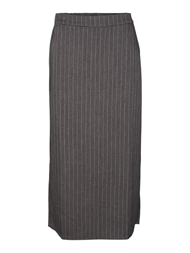 VERO MODA Damen VMDANIA Stripe Ankle Skirt WVN GA Maxirock, Dark Grey Melange/Stripes:Snow White, 36 von VERO MODA