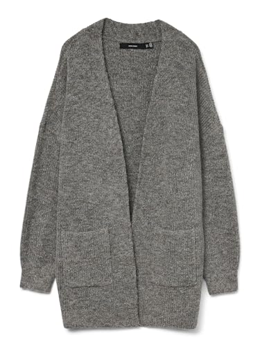 VERO MODA Damen VMDESMA LS Open Cardigan GA Boo Strickjacke, Medium Grey Melange von VERO MODA