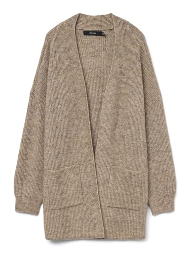 VERO MODA Damen Vmdesma Ls Open Cardigan Ga Boo Strickjacke, Silver Mink/Detail:Melange, XS von VERO MODA