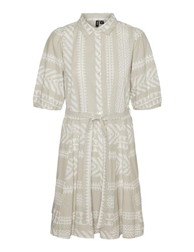 VERO MODA Damen Vmdicthe 2/4 Short Volume Dress WVN Ga Keid, Silver Lining/AOP:Ibiza Snow White, L VERO MODA Damen Vmdicthe 2/4 Short Volume Dress WVN Ga Keid, Silver Lining/AOP:Ibiza Snow White, L von VERO MODA