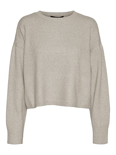 VERO MODA Damen Vmdoffy O-neck Boxy Blouse Boo Pullover, Silver Mink/Detail:w Melange, M EU von VERO MODA