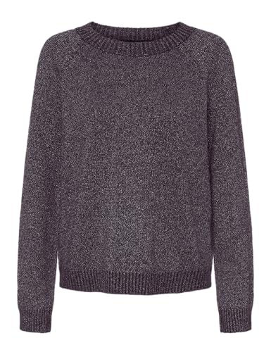 VERO MODA Damen Vmdoffyshine Ls O-Neck Blouse Rep Noos Strickpullover, Plum Perfect/Detail:W. Silver Lurex, L von VERO MODA