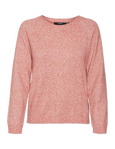 VERO MODA Damen VMDOFFYSHINE LS O-Neck Blouse REP NOOS Strickpullover, Salsa/Detail:W. Gold Lurex, Medium von VERO MODA