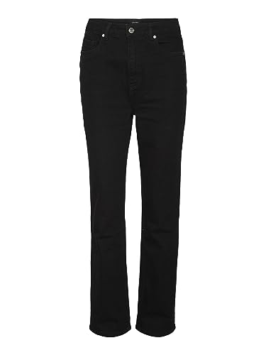 VERO MODA Damen Vmdrew Hr Straight Gu134 Ga Noos Jeanshose, Black Denim, 27W / 30L EU von VERO MODA