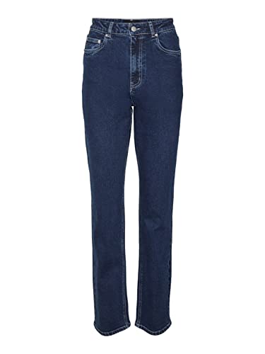 VERO MODA Damen Vmdrew Hr Straight Gu3130 Ga Noos Jeans, Dark Blue Denim, 27W / 34L EU von VERO MODA