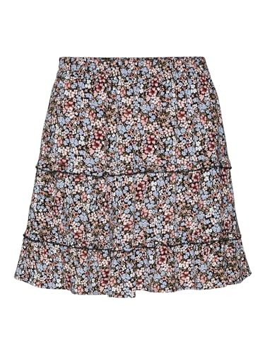 VERO Moda Damen Vmeasy FRL Mini Skirt WVN Ga Ptt Rock, Black/AOP:Cille, M Petite EU von VERO MODA