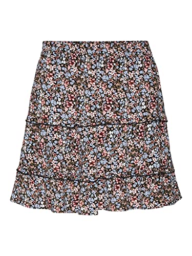 VERO Moda Damen Vmeasy FRL Mini Skirt WVN Ga Ptt Rock, Black/AOP:Cille, XS Petite EU von VERO MODA