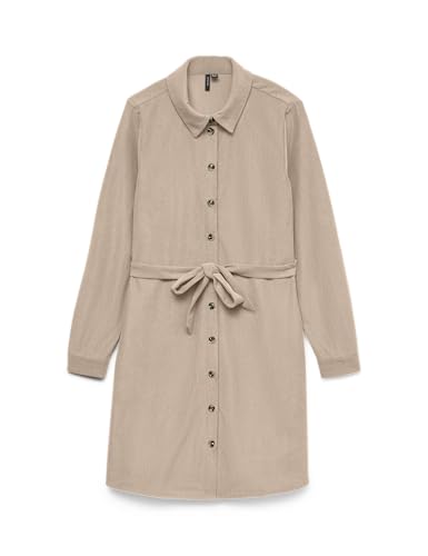 VERO MODA Damen Vmelly L/S Short Shirt Dress WVN Ga, Moonlight, XS VERO MODA Damen Vmelly L/S Short Shirt Dress WVN Ga, Moonlight, XS von VERO MODA