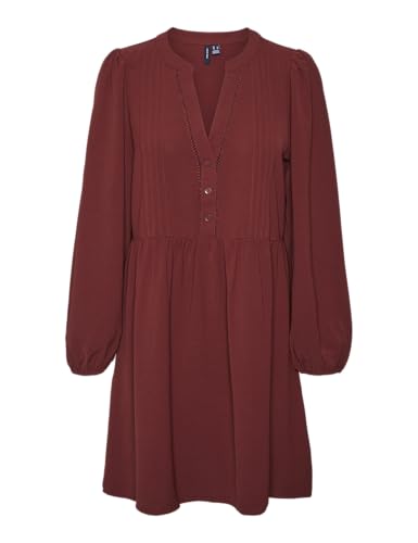 VERO MODA Damen Vmemma Ls Lace Dress WVN Ga Noos, Fired Brick,XXL von VERO MODA