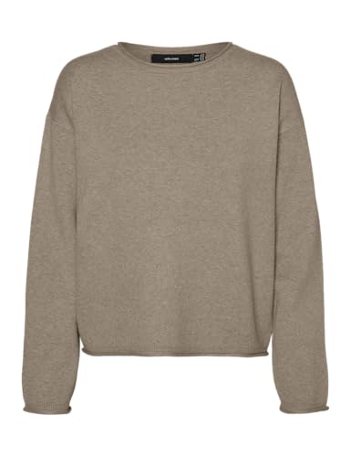 VERO MODA Damen Vmgold Roll Ls O-Neck Pullover Strickpullover, Silver Mink/Detail:W. Melange, XS von VERO MODA