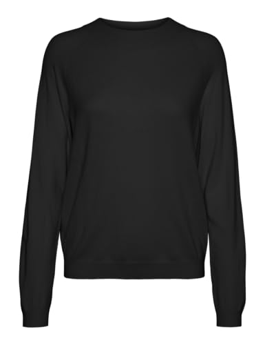 VERO MODA Damen VMHAPPINESS LS Raglan Pullove GA Boo REP Strickpullover, Black, M von VERO MODA