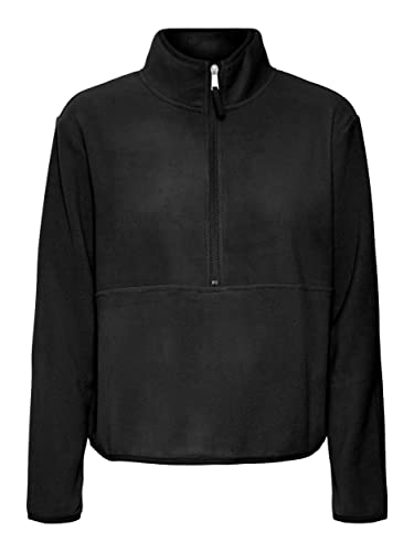 VERO MODA Damen Vmilsa Ls Half Zip Jrs Bf Sweatshirt, Schwarz, XS EU von VERO MODA