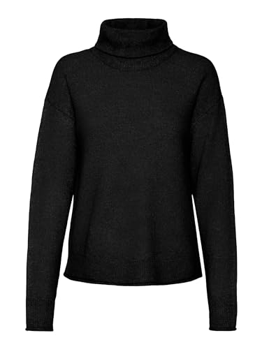 VERO MODA Damen Vmkaden Ls Rollneck Pullover Ga Bf, Black/Detail:solid,L von VERO MODA