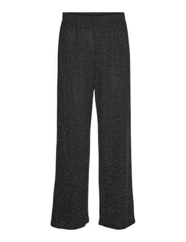 VERO MODA Damen VMKANVA NW Glitter Wide Pant JRS Stoffhose, Black/Detail:Silver Lurex, Medium VERO MODA Damen VMKANVA NW Glitter Wide Pant JRS Stoffhose, Black/Detail:Silver Lurex, Medium von VERO MODA