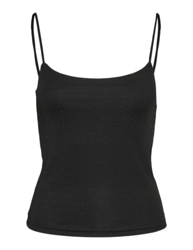 VERO MODA Damen Vmkanva Short Glitter Singlet JRS Top, Black/Detail:Black Lurex, M von VERO MODA