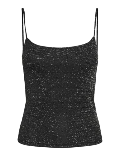 VERO MODA Damen VMKANVA Short Glitter Singlet JRS Top, Black/Detail:Silver Lurex, X-Large von VERO MODA