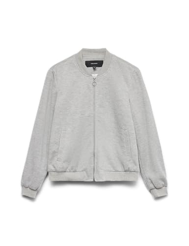 VERO MODA Damen Vmkimiko Ls Short Jersey Bomber Noos, Light Grey Melange, l von VERO MODA