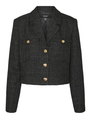 VERO MODA Damen Vmlaura Crop Jacket Jacke, Black, L von VERO MODA