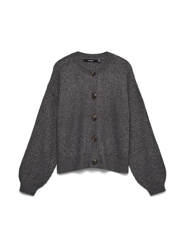 VERO MODA Damen Vmlea Ls O-Neck Cardigan Noos, Asphalt, L von VERO MODA