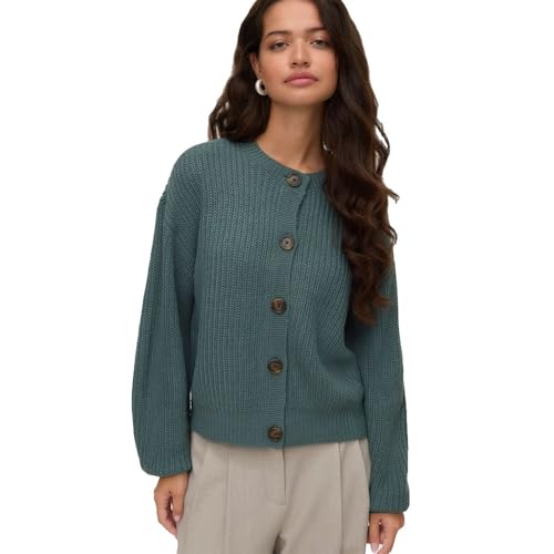 VERO MODA Damen Vmlea Ls O-Neck Cardigan Noos, Balsam Green, M von VERO MODA