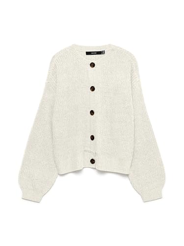 VERO MODA Damen Vmlea Ls O-Neck Cardigan Noos, Cloud Dancer, XL von VERO MODA