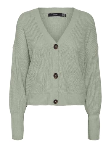 VERO MODA Damen Vmlea Ls V-Hals Manchet Noos Cardigan Sweater, Desert Sage, S EU von VERO MODA