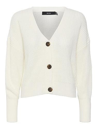 VERO MODA Damen VMLEA LS V-Neck Cuff Cardigan NOOS 10273853, Cloud Dancer, XXL von VERO MODA