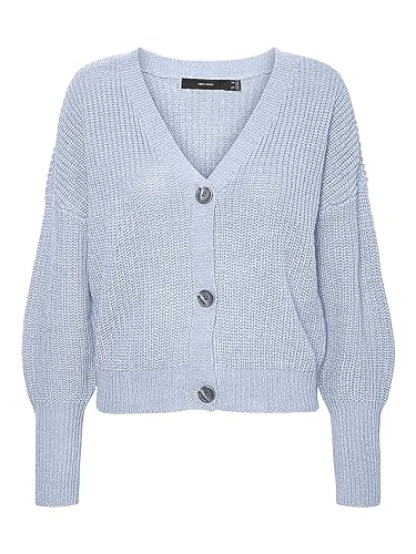 VERO MODA Damen Vmlea Ls V-neck Cuff Cardigan Noos Strickjacke, Skyway, L von VERO MODA