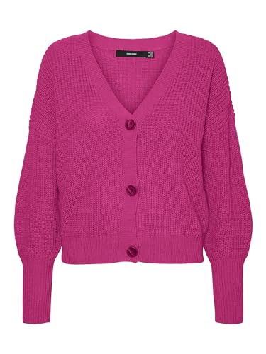 VERO MODA Damen Vmlea Ls V-neck Cuff Cardigan Noos Strickjacke, Pink Yarrow, XS von VERO MODA